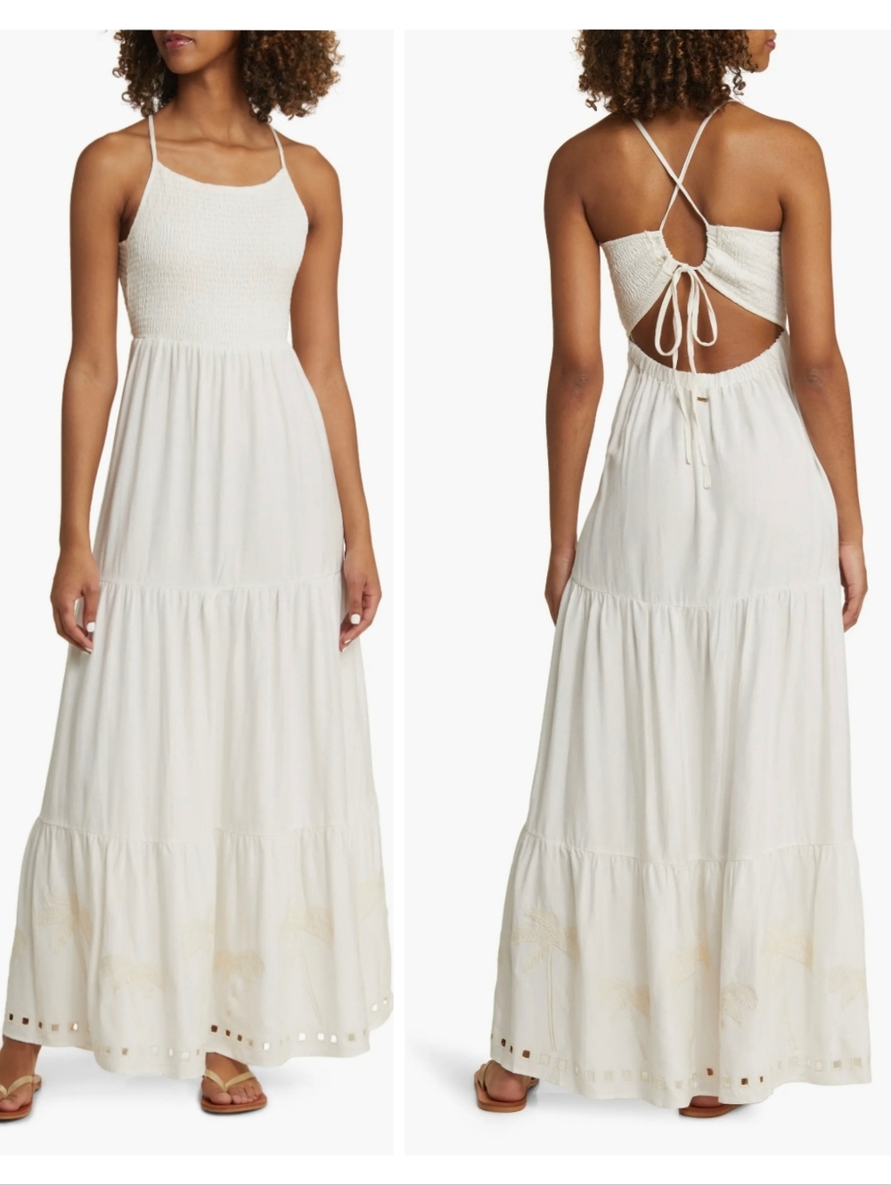 Rip Curl Pacific Dreams Smocked Maxi Dress Size L